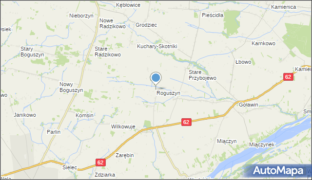 mapa Roguszyn, Roguszyn gmina Czerwińsk nad Wisłą na mapie Targeo